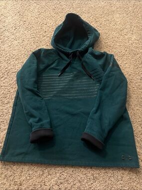Under Armour Teal Green Pullover Hoodie with Black Accents